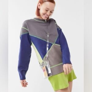 Urban Outfitters Geometric Colorblock Sweater Brown Blue Yellow Size M